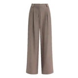 Purpdrank   Light Brown Striped Wide Leg Pants Business Formal High Waist Comfortable Pants Wide Leg Suit Pants