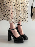 Purpdrank  Spring Thick Heel Women Mary Jane Shoes Fashion Ankle Strap Ladies Elegant Wedding Party Pumps