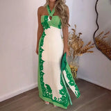 Purpdrank  2025 Summer Elegant Women Halter Vacation Tropical Long Dress New Sexy Chic Off Shoulder Corset Slit Slim Beach Party Dress