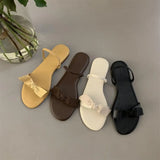 Purpdrank  Slippers Casual Butterfly-Knot Shoes Slides Low Beige Heeled Sandals Slipers Women Luxury Flat Summer Black Soft 2025 Rome Fabri