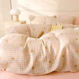 Purpdrank  Plaid Style Comforter Cover Single/Double Duvets Cover 100% Cotton Blanket Cover Girls Boys Room Quilt Cover 이불커버(No Pillowcase)