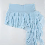 Purpdrank  Holiday Style Ruffles Ribbon Mesh Mini Cake Skirts with Safety Shorts Elastic High Waist Irregular A-line Party Clubwear
