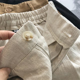 Purpdrank - Breathable Cotton Linen Shorts Japanese Retro High Waist Wide Leg Bermuda Shorts Suit Casual Summer Woman Loose