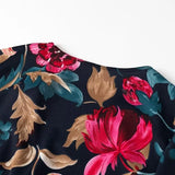 Purpdrank  Women's Floral Print Sexy Dress - Cross V Neck Long Sleeve Belted Midi Dress for Spring Summer