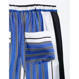 Purpdrank  Women Striped Trousers Summer Lace Up Casual Straight Leg Pants Mid waist Loose Women Pant