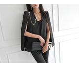 Purpdrank - Women 2023 Spring New Temperament V Neck Striped Thin Cape Blazer Jacket Suit Slim Fit Trousers Office Lady Two Piece Suit