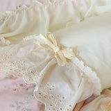 Purpdrank  Korean Princess Style Flowers Lace Ruffles 100% Cotton Bedding Set Duvet Cover Bed Sheet/Fitted Sheet/Bed Skirt Pillowcases 4Pcs