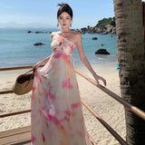 Purpdrank  High-end Three-dimensional Flower Niche Halter Dress Bride Wedding Morning Robe Elegant Temperament Backless Light Gown