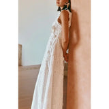 Purpdrank  Casual Spring Loose O Neck Lace Appliques Bandage Sleeveless Hollow Out Beach Vacation Long Dress Summer Party Dress for Women