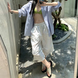 Purpdrank  Commuter Shorts 2025 Spring and Summer Loose Casual American Retro Five-point Women's Shorts with Wide Legs