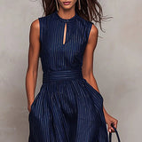 Purpdrank  Summer Vacation Striped Pint Jumpsuits Woman Elegant O Neck Off Shoulder Hollow Rompers Spring High Waist Pockets Loose Overalls