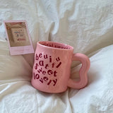 Purpdrank  Ceramic English Alphabet Mug with Irregular Handle Coffee Cup Cute Couple Drinkware Coffee Milk Mug Creative Festival Gifts