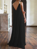 Purpdrank  Summer Women Boho Dress Fashion Spaghetti Strap Black Sleeveless Beach Party Casual Long Dress for Women Robe Femme New