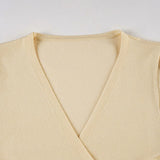 Purpdrank  Autumn Streetwear All Match V Neck Long Sleeve Solid Y2k Knitted Bandage Cardigan