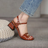 Purpdrank  New Summer Women's Sandals Genuine Leather Buckle Strap Women Shoes size 33-40 Solid Concise Ankle-Wrap Party Ladies Shoes