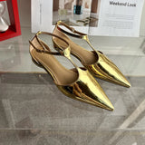 Purpdrank  Summer New Fashion Patent Leather Women Shoes Casual Flat Heel Pointed Toe Buckle Strap Mules Dress Sandals Slides