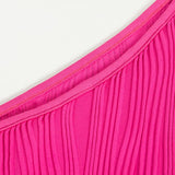 Purpdrank  summer new solid color sleeveless one-shoulder water ripple long slim-fitting women's dress