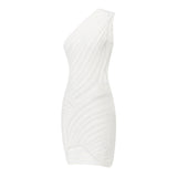 Purpdrank  Summer Dress Women Solid Color One Shoulder Slim Fit Sleeveless Bodycon Knitted Dresses y2k Club Party Dresses