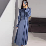 Elegant Solid Women's 2024 Dress Long Sleeve Ruched Slit Casual Formal Wedding Cocktail Party Maxi Dresses