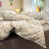 Purpdrank  Thick Pure Brushed Bed Sheets, Duvet Cover Set, Four Piece Bedding Set Bed Sheet, Fully Enclosed for Home Gift