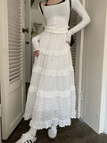 Women’s Multilayer Ruffles Tulle Skirt Pleated High Waist Fluffy Maxi Skirt Fairy Cake Dress Long Tutu Party Skirt