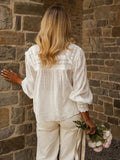 Purpdrank  Cotton White Blouses Shirts for Women Top Cosy Whole Piece Floral Embroidery Long Sleeves Blouse Spirng Summer Boho Beach Blusas