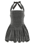 Purpdrank  Fashion New Glitter Halter Dress Sexy Sleeveless Backless Slim Fit & Flare Mini Party Night Out Dress for Women Clubwear