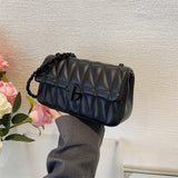 Purpdrank  Embroidery Thread Chain Crossbody Bags For Women 2023 Latest Luxury Designer Handbag PU Leather Street Shoulder Bag Bolsos