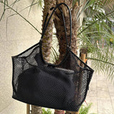 Purpdrank  New Mesh PU Leather Tote Bag Cluth Bag Large Capacity Buckle Woman Luxury Designer Travel Luggage Bag Shopper Handbag