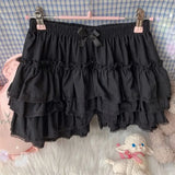 Purpdrank  Japanese Sweet JK Plush Shorts Kawaii Ruffles Lantern Shorts Yellow Black Pink White Pumpkin Pants Lolita Harajuku Y2k Bottoms
