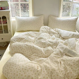 Purpdrank  4Pcs Jacquard Double-Layer Yarn Fitted Sheet Grade A Home Dormitory Bedding Set Cloud Touch Soft Skin-Friendly Bedroom Decor