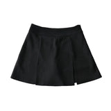 Purpdrank  Women High Waist Front Slit Mini Skirt American Vintage All-match Package Hips Pleated Skirts Side Zipper With Shorts Underwear