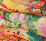 Purpdrank  Women Bow Lacing up Sling Robe Holiday BOHO Ruched Chest Orange Flower Print Spaghetti Strap Mini Dress