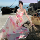 Purpdrank  High-end Three-dimensional Flower Niche Halter Dress Bride Wedding Morning Robe Elegant Temperament Backless Light Gown