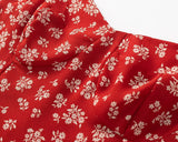Purpdrank  Retro Red with White Flower Print V neck Corset Style Bow Lacing Up Sling Dress Sexy Women Slim Summer Dresses Holiday Robe