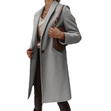 Purpdrank Women's S-3XL Size New Autumn/winter Solid Color Lapel Mid Length Button down Woolen Coat Jacket