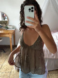 Purpdrank  Fashion Sequins Bead Sleeveless Tops Chic Women Backless Ruffle Pleated V Neck Vests 2025 Summer Female Evening Party Vestidos