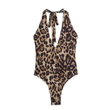 Purpdrank  Spring New Women's Fashion and Casual Versatile Animal Print Hanging Neck Bodysuit