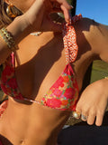 Purpdrank  Ruffle Bikinis Printed Swimsuit Triangle Two Piece Suit Low Waist Swimwear Summer Bathsuit Women Biquini Bandage Bathwear