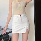 Purpdrank  Clothes Pants Tight Women's Skirt Wrap Skirts for Woman Jeans Chorts Sexy with Slit Blue Denim Y2k A Line Fashion Summer V