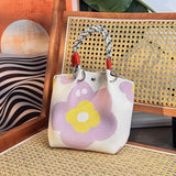 Purpdrank  Adjustable Straps Knitted Tote Bag Large Capaci Portable Handbag for Commuting And Outings Versatile Casual Women's Bag
