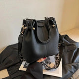 Purpdrank  High Quality Solid PU Bucket Shoulder Soft Crossbody Bags Korean High-end Design Large Capacity Women's Handbags