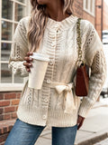 Purpdrank  Autumn and Winter 2025 New Fried Dough Twists Pattern Button Cardigan Sweater Coat Women