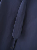 Purpdrank  European style new women's fashionable and versatile solid color loose-fitting poplin long-sleeved shirt with tie.