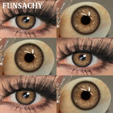 Purpdrank  1 Pair Brown Color Contact Lenses Natural Eye Contacts Blue Colored Soft Lens Yearly Use Women Makeup Cosmetic Lenses