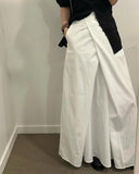 Purpdrank  Spring Summer Front Cross Women's Long Skirts Pockets 2025 New White High Waist Casual Loose Straight Skirts for Women