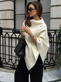 Purpdrank  Draping Irregular Shawl Pullover Knitwear Loose Elegant Knitted Cape French Minimalist Cloak Knit Sweater Women Fashion Top New