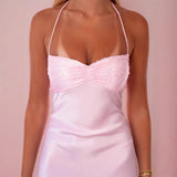 Purpdrank   European American New Sexy Strapless Sequin Satin Solid Color Backless Tie Bodycon Dress Summer Maxi