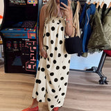 Purpdrank  Casual Sleeveless Hight Waist Long Dress Summer Sexy Off Shoulder Suspender Dress Lady Fashion Polka Dot Print Loose Party Dress