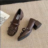 Purpdrank  Spring Autumn New Style Luxury  Jane Shoes Fashion Shallow Round Toe Mid Heel Shoes Ladies Elegant Outdoor Single Pump Shoes